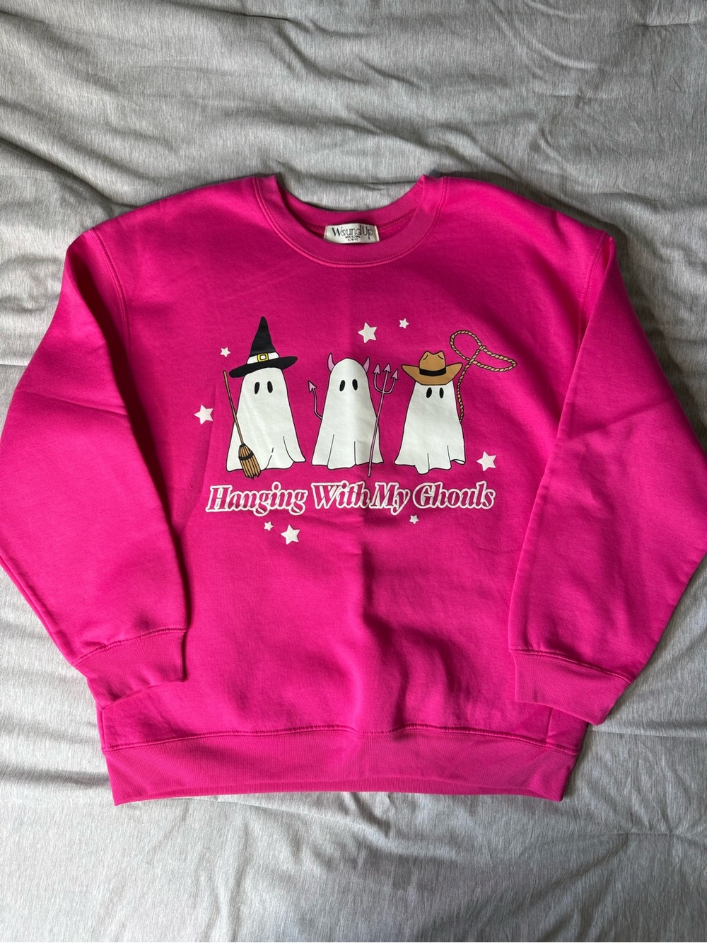 Bright Pink "Hanging With My Ghouls" Graphic Crewneck Sweatshirt - Women